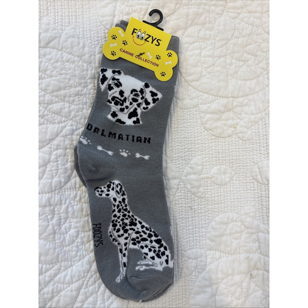 Foozy's Canine Collection Dalmatian Socks Women SZ 9-11 Gray Polyester Blend New